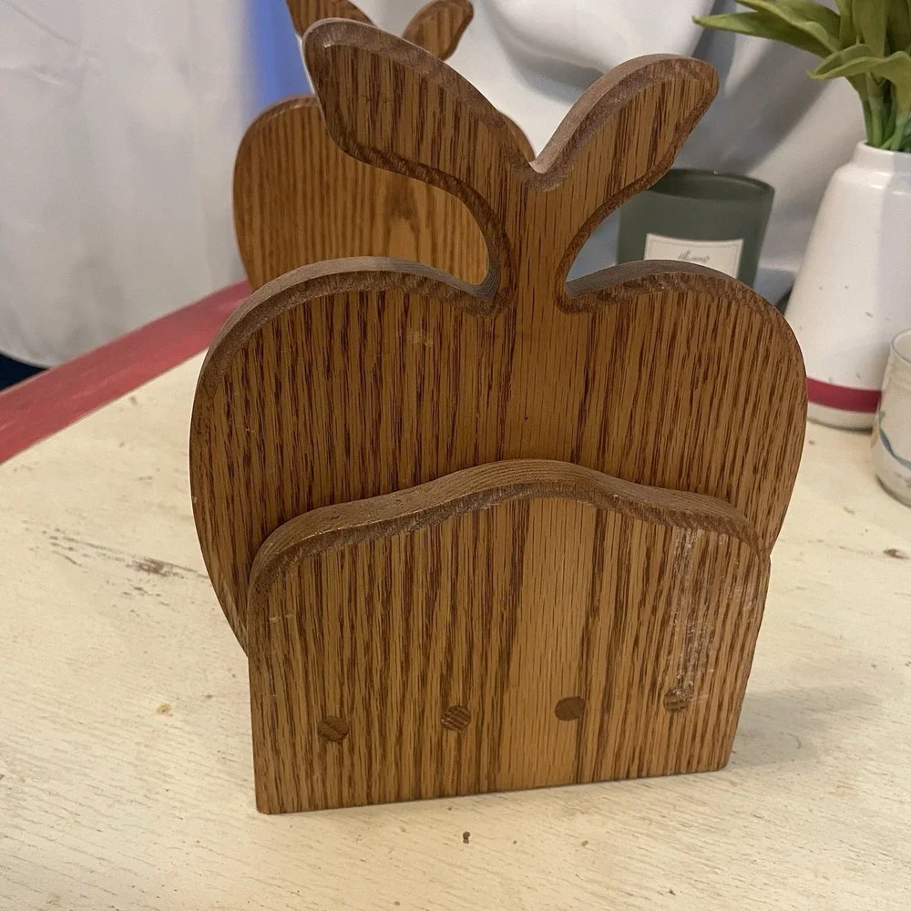Vintage Wooden Sliding Bookend, Apple Cutout, Farmhouse Decor 15